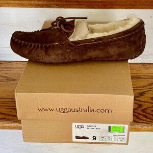 UGG Dakota Espresso Suede Fur Slippers Womens Size 9 NEW